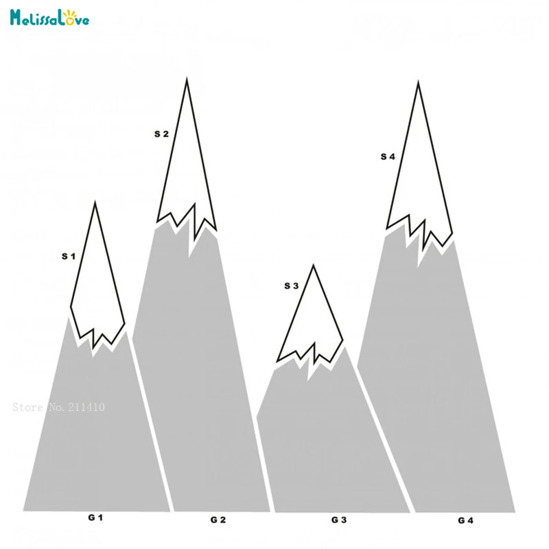 Несколько цветов доступны горы Наклейки на стены, украшение дома детская комната, детская комната, съемный, новые дизайнерские фрески YT1526