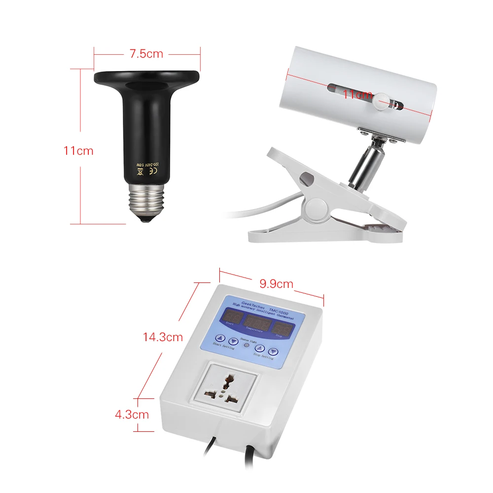 Термометр для питомца 3 шт./компл. 50/100 W теплоизлучатель Керамика лампа& держатель лампы и Температура контроллер для рептилии террариум