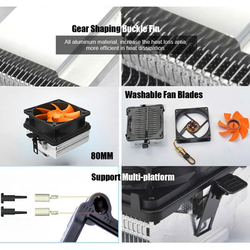 Охлаждающий вентилятор PCCOOLER Q82 для процессора тихий Hydraumatic вентиляторы