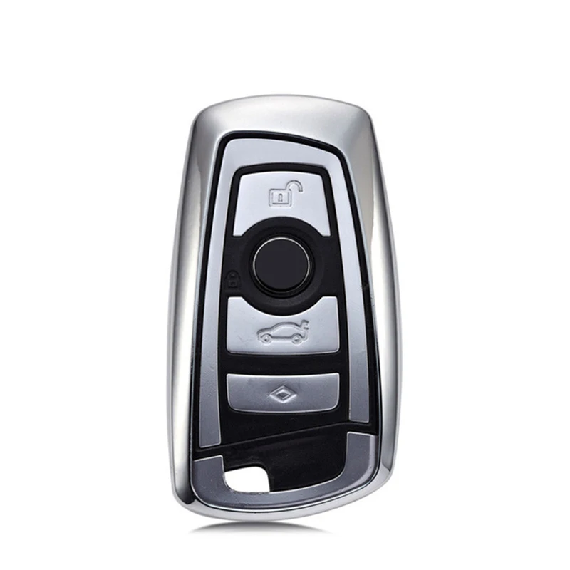 

For BMW 1 2 3 4 5 6 7 M Series X3 X4 Smart Remote Key Holder Silver Cover Case