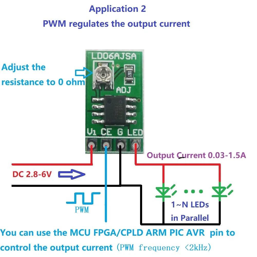 DC 3-6V 30-1500mA регулируемый светодиодный pwm драйвер контроллер DC-DC преобразователь постоянного тока