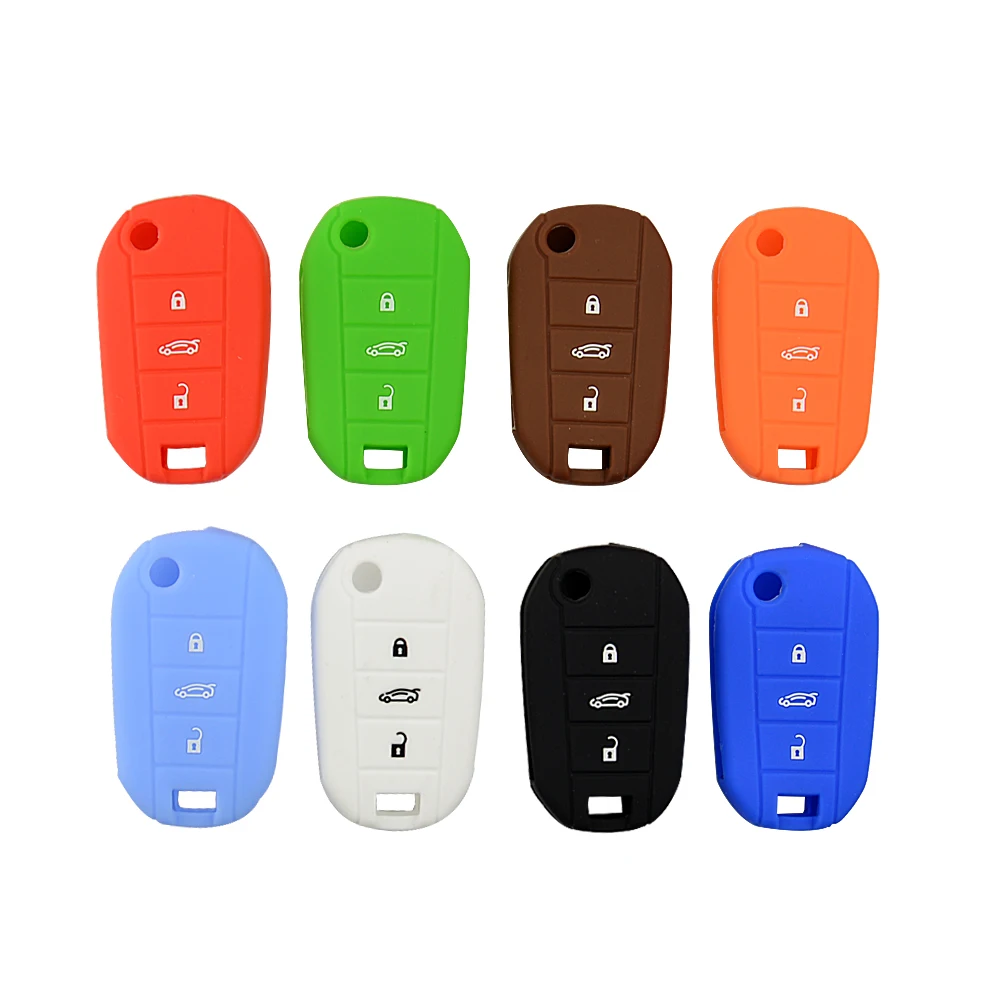 silicone 3 button car key shell for Peugeot 1
