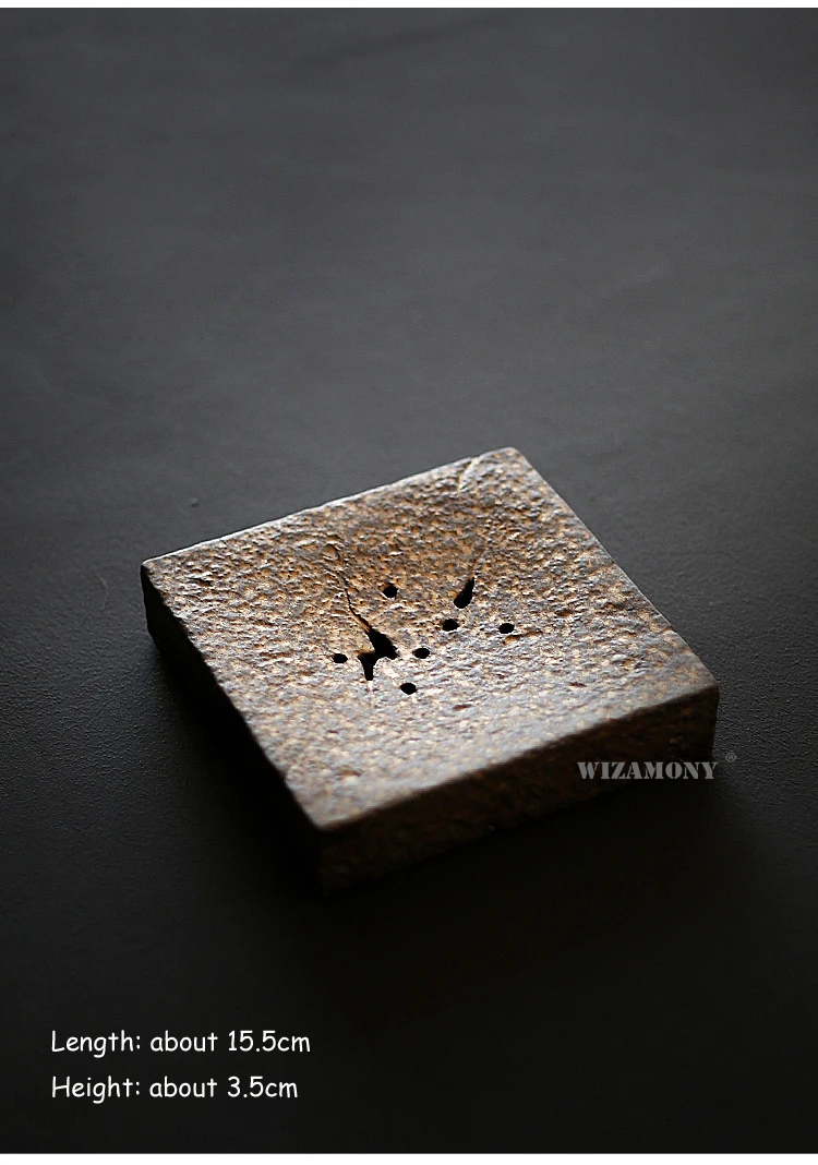 WIZAMONY, ручная работа, сырая керамика, черная Золотая глазурь, чайный поднос, чайный Тройник, Квадратный держатель для воды, японский стиль, чайный столик для сухого заваривания