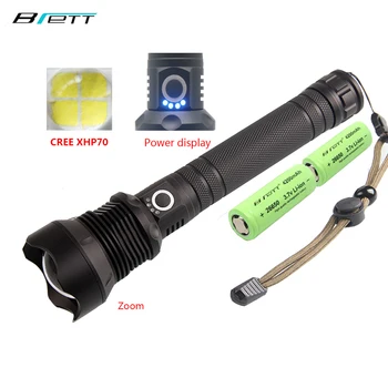 

Led flashlight Cree xhp70.2 or xhp50 lamp Power display Outdoor Hiking Self Defense bicycle led zaklamp