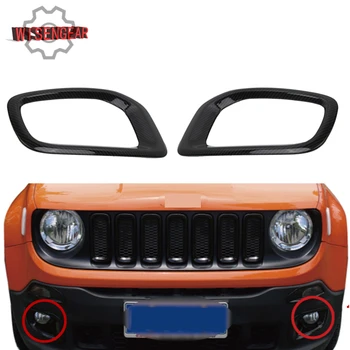 

1Pair Front Fog Light Bezel Trim Cover for Jeep Renegade 2015 2016 2017 Carbon Black Decorative Fog Lamp Frame CEK107