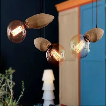 

Lamp Pendant Lights Vintage Wood Fish Pendant Lamp Loft Creative Personality Industrial Lamp Bulb American Style For Living Room
