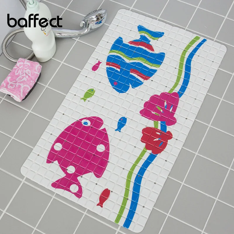Cartoon Non Slip Bath Mat Grids PVC Mats with suction cup for Bathroom
