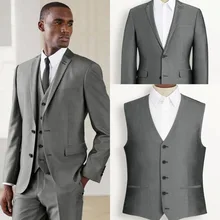 Terno Para Casamento Custom Made Gray Men Slim Fits Suits 3 PCS Tuxedos Grooms Suits Wedding Suits Formal Party Suits