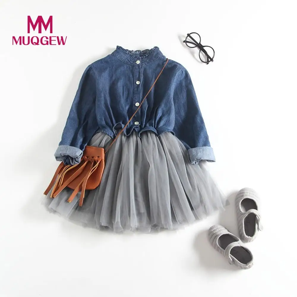 

Toddler Baby Girls Denim Dress Long Sleeve kids clothes girl dress girl fashion designs Princess Tutu Dress Cowboy Clothes#G8