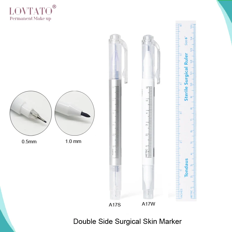 

1PC Double side Surgical Skin Marker eyebrow pen measuring ruler Microblading Positioning Piercing Tool Tattoo accesories supply