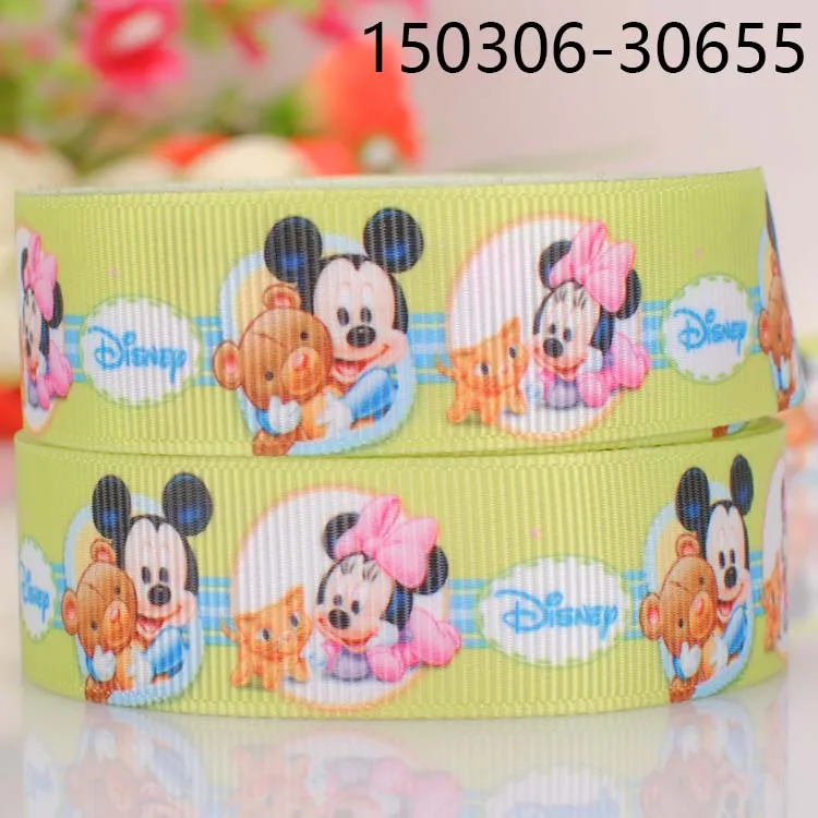 10yards-different sizes-lively cartoon mouse mickey ribbon printed Grosgrain ribbon - Цвет: 150306-30655