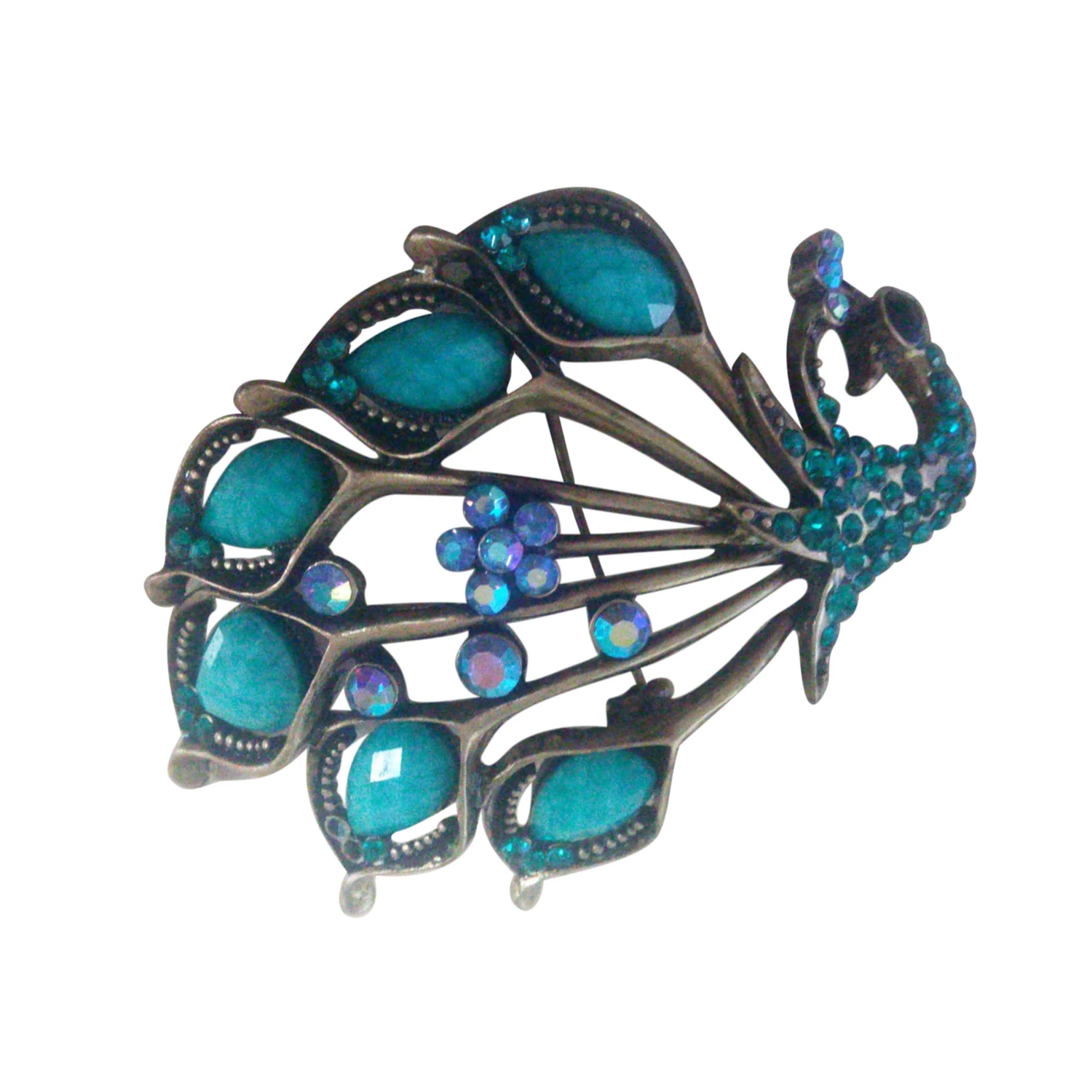 

SAF-Vintage Style Amazing And Blue Rhinestones Peacock Brooch Pin