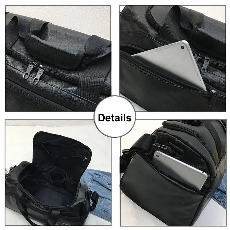  Shoulder Soft Leather Gym Bags Travel Bag for Men Men Sports Fitness Gymtas Duffel Training Luggage - 32819321561