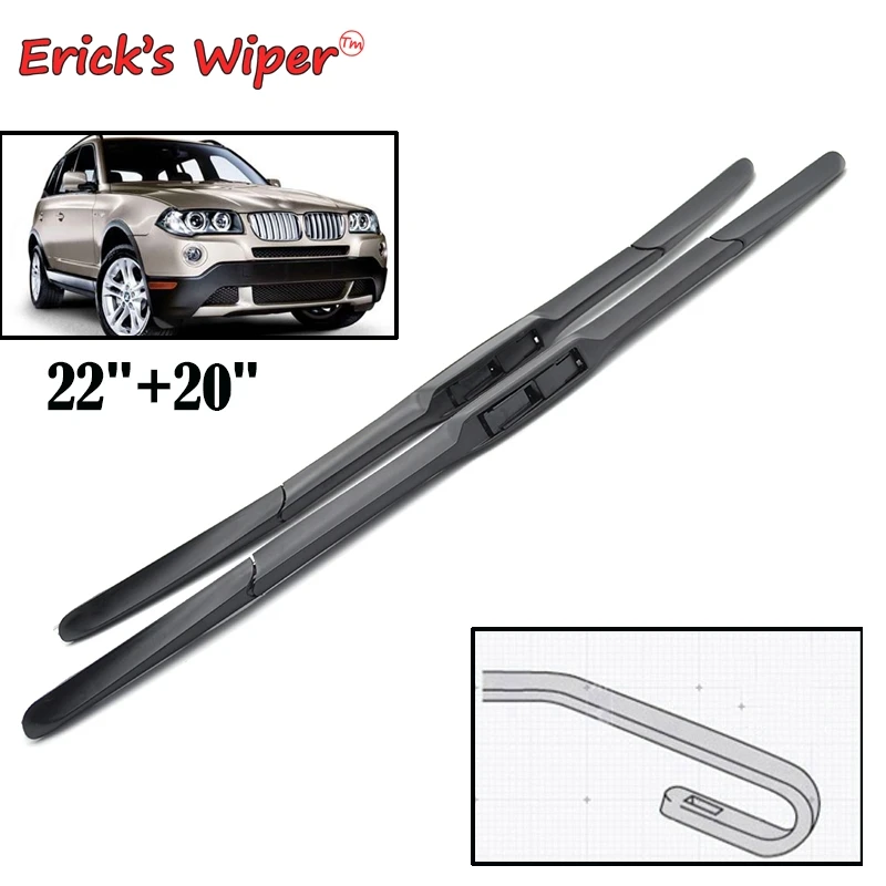 Erick's Wiper-Essuie-glace hybride avant LHD, pour BMW Bery E83 2004-2010, pare-brise, vitres, brosses de pluie 22 