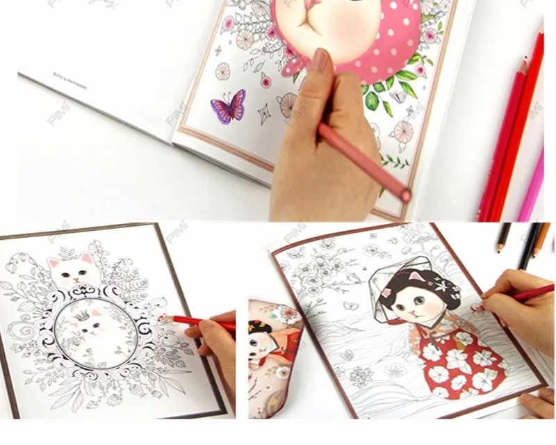 40 листов красочные Jetoy кошка книжка-раскраска для взрослых детей снять стресс граффити Secret Garden арт книжки-раскраски