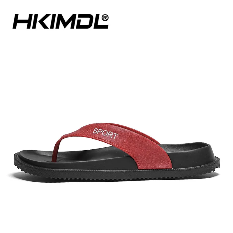 Hkimdl Пляжные сланцы мужские шлепанцы, обувь удобные Для мужчин сандалии женская обувь Повседневное Лето Hotsal обувь Брендовая обувь Для мужчин - Цвет: heihong