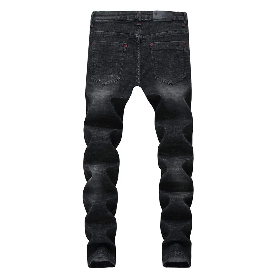Новинка 2019 года Дизайнерские мужские джинсы вышитые джинсы для женщин Slim Fit для мужчин s лоскутное Панк Байкер джинсовые черные брюки