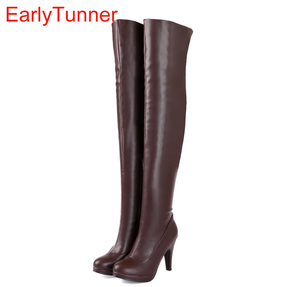 Sales Hot Fashion Sexy Black Brown Women Over The Thigh Knee High Boots Ladies High Heels Shoes A580B Plus Big size 4 12 47 Sales Hot Fashion Sexy Black Brown Women Over The Thigh Knee High Boots Ladies High Heels Shoes A580B Plus Big size 4 12 47