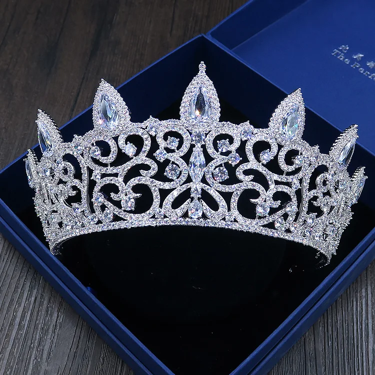 

2017 New Big Bride Wedding Crown Silver Plated Austrian Crystal Large Queen Crown Wedding Hair Accessories the Best Gift