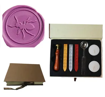 

Vintage Cute Ant Custom Picture Logo Wedding Invitation Wax Seal Sealing Stamp Sticks Melting Spoon gift Box Set Kit