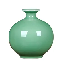 Chino Vintage Jingdezhen de porcelana jarrones Jade alta temperatura cerámica acristalada verde flor florero regalos creativos