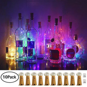 

1M Wine Bottle Lights with Cork Battery Operated LED Silver Copper Wire Fairy String Light for Gift Wedding Decoration 10pcs/lot