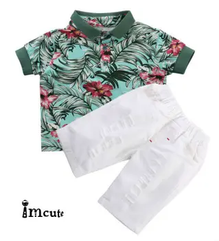 

2019 New Hot Sale Latest Summer Fashion 2Pcs Toddler Kids Baby Boy Flower T-shirt Tops Shorts Outfits Clothing Set