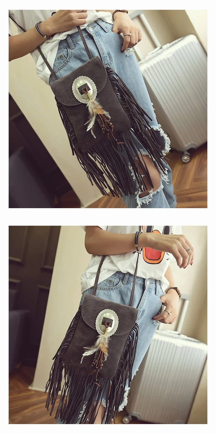 Female Small suede Bag Brown Beaded Feathers Hippie American Indian Tribal Bohemian Boho Chic Ibiza Style Pouch Bag (16)