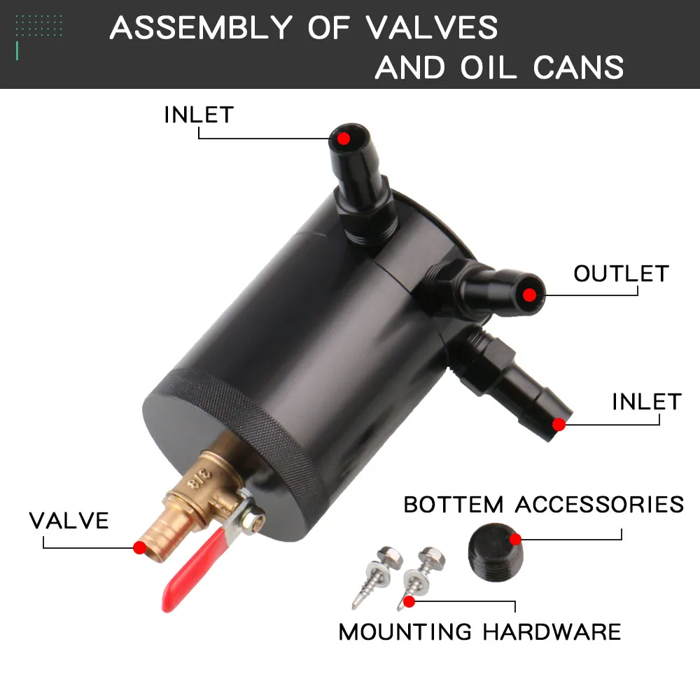 Автомобильный дыхательный аппарат масленка 2/3-port выхлоп отработанного масла для рекуперации горшок компактный озадаченный маслоуловитель БАК с фитингами 400 мл