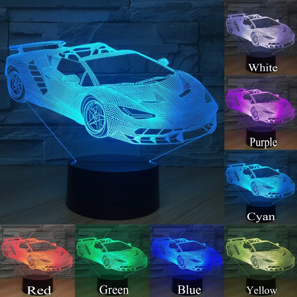  2018 Car Beside Lamp 7 Colors Change with Remote Kids Night Light Optical Illusion Lamps for Kids L - 32871094996