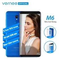 Vernee M6 4 ГБ 64 ГБ мобильный телефон с экраном 5.7 дюймов и 16MP камеры 4G LTE Android 7,0 смартфон с батареей на 3300 мАч телефон со сканером отпечатков пальц...