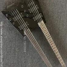 Черные двойные шеи безголовая электрическая бас-гитара, 4 струнные бас+ 4 струнные комбинированная бас-гитара, черная безголовая гитара ra