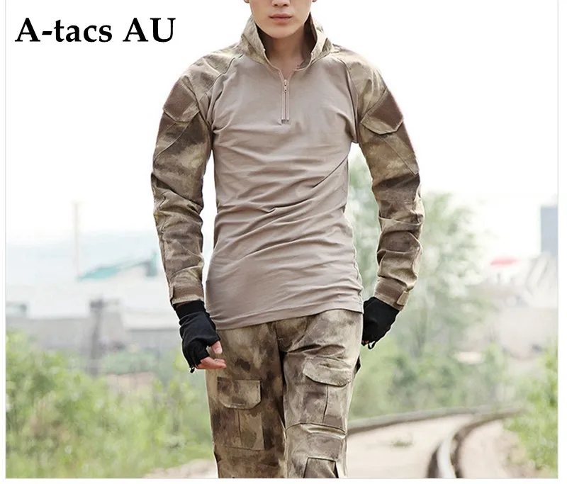 Тактическая охотничья одежда военная Униформа Bdu одежда армейская тактическая рубашка куртка брюки с наколенниками камуфляж Kryptek черный