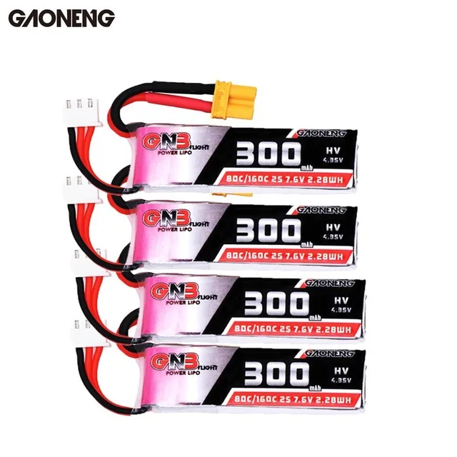 

4PCS Gaoneng 7.6V 300mAh 80C/160C 2S HV 4.35V XT30 Lipo Battery for BETAFPV Whoop Micro RC FPV Racing Drone Quadcoper