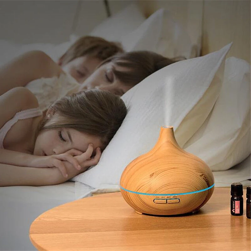 300ml Air Humidifier Essential Oil Diffuser Aroma Lamp Aromatherapy Electric Aroma Diffuser Mist Maker for Home-Wood