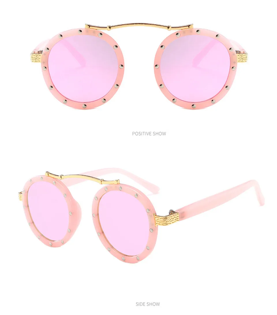 Iboode очки детские 2019 Новый Модная одежда для детей, Детская мода для девочек солнцезащитные очки UV400 Круглые линзы очки черный, розовый для
