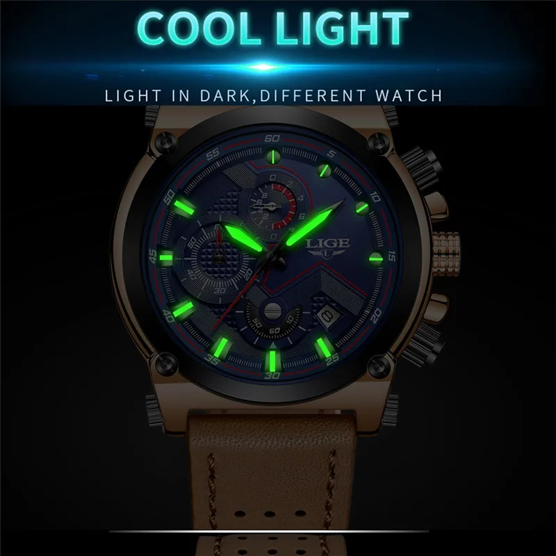 

Reloje 2018 LIGE Men Watch Male Leather Automatic Date Quartz Watches Mens Luxury Brand Waterproof Sport Clock Relogio Masculino