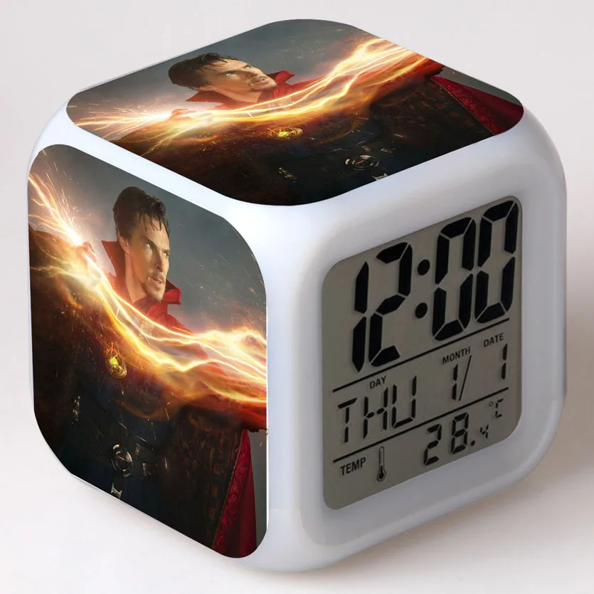 

The Marvel Doctor Strange Figure Star Speelgoed Alarm Clock LED Colorful Flash Touch Light Figurine Watch Toy for New Year Gifts