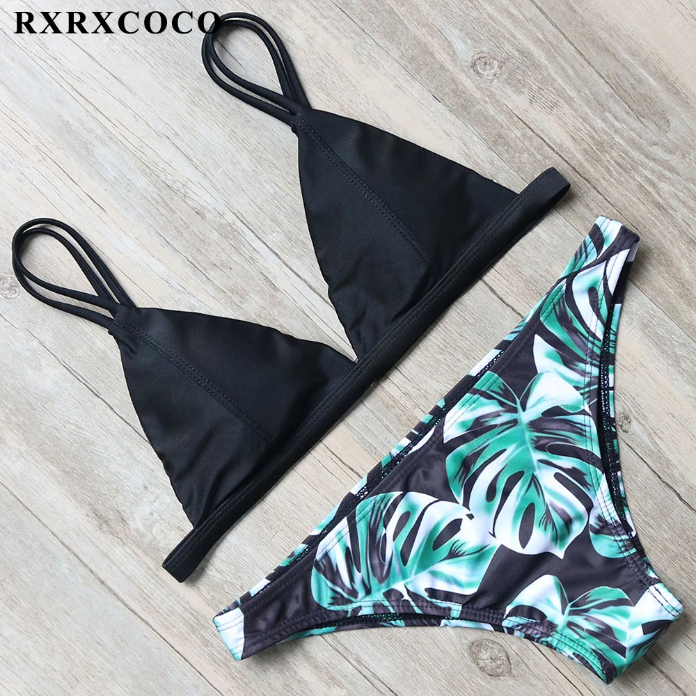 RXRXCOCO Bikini 2018 Sexy Brazilian Bikini Set Swimwear Women Swimsuit Bathing Suit Leaf Print Biquini Swim