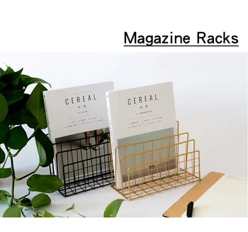 

1PC New Nordic Style Grid Wrought Iron Newspapers Periodicals Rack Book Magazine File Desktop Storage Rack JL 221