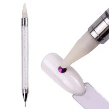 1 шт., 2 способа, силиконовая металлическая скульптурная ручка для раскрашивания, стразы, инструменты для дизайна ногтей, восковая ручка, инструмент для маникюра JI648