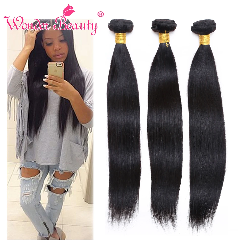 

Brazilian Virgin Hair Weaves 4 Bundles Wonder Beauty Straight Human Hair Hot Selling 1b Virgin Brazilian Straight Hair Weaving