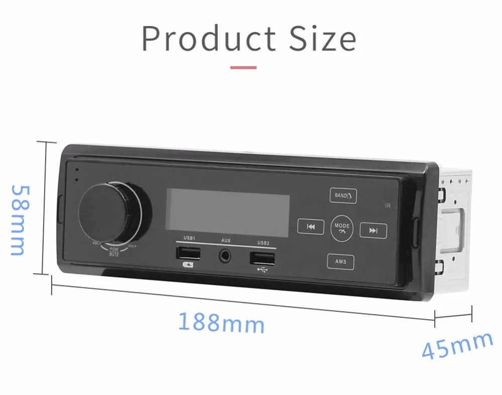 Автомагнитола 1Din Bluetooth Handsfree USB/телефон зарядка MP3-плеер Поддержка AUX/SD/FM пульт дистанционного управления красный светильник Авто Raido стерео