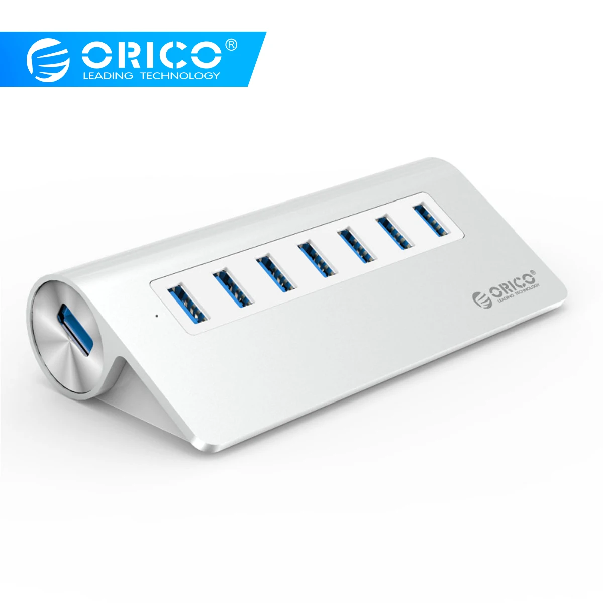ORICO концентратор USB 3,0 Алюминий 7 Порты и разъёмы супер Скорость концентратор, украшенное мозаикой из драгоценных камней, 12V Мощность адаптер 3.3Ft. Кабель USB3.0 для ноутбука iMac MacBook