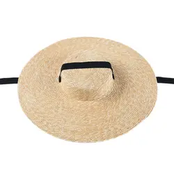 Женская солнцезащитная Кепка французский Стиль широкие поля, из соломы шляпы Повседневное натуральная соломенная шляпа, босоножки
