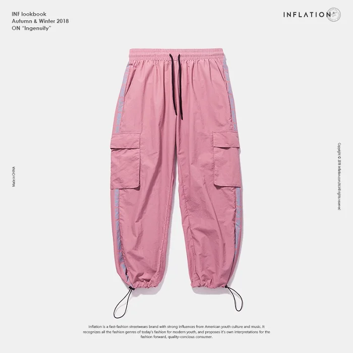 Мужские штаны-шаровары в стиле хип-хоп CargoWindbreaker, спортивные штаны, мужские Модные длинные штаны 8879W - Цвет: pink