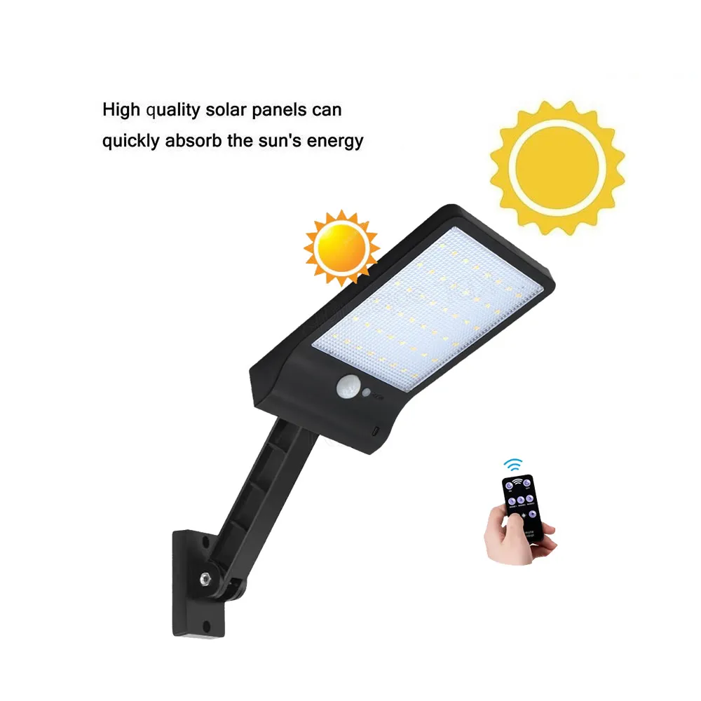 

remote control rotate bracket solar street light 48 LED 500 LM Solar Lamp Human Body Induction Wall Light 3 Modes Dimmable Outdo