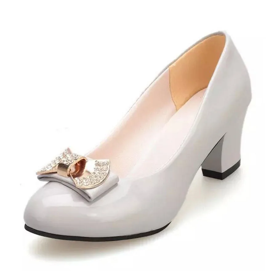VTOTA/модные туфли-лодочки Женская обувь милые туфли с бантом женские вечерние туфли-лодочки на высоком каблуке весенне-летняя обувь для офиса женские туфли-лодочки LS - Цвет: Серый
