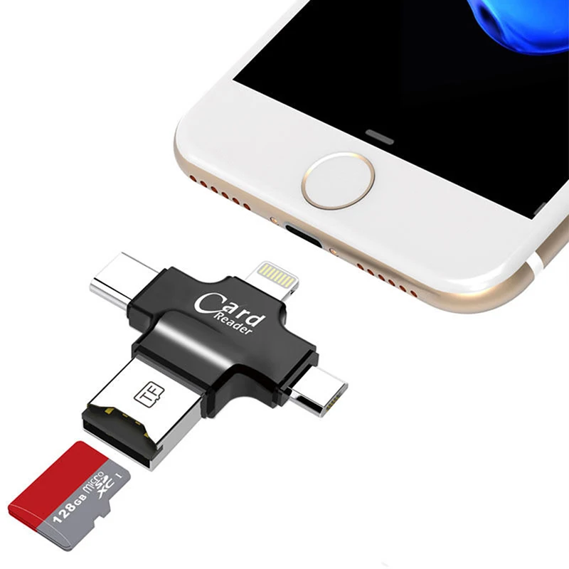 Стильный 4in1 Мини USB-C OTG TF Card Reader для IOS iPhone Android samsung