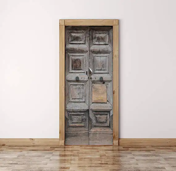 

3D Rustic Wooden Door Mural Wallpaper mural Wall Print Decal Wall Deco Wall Mural Photo self adhesive door wrap